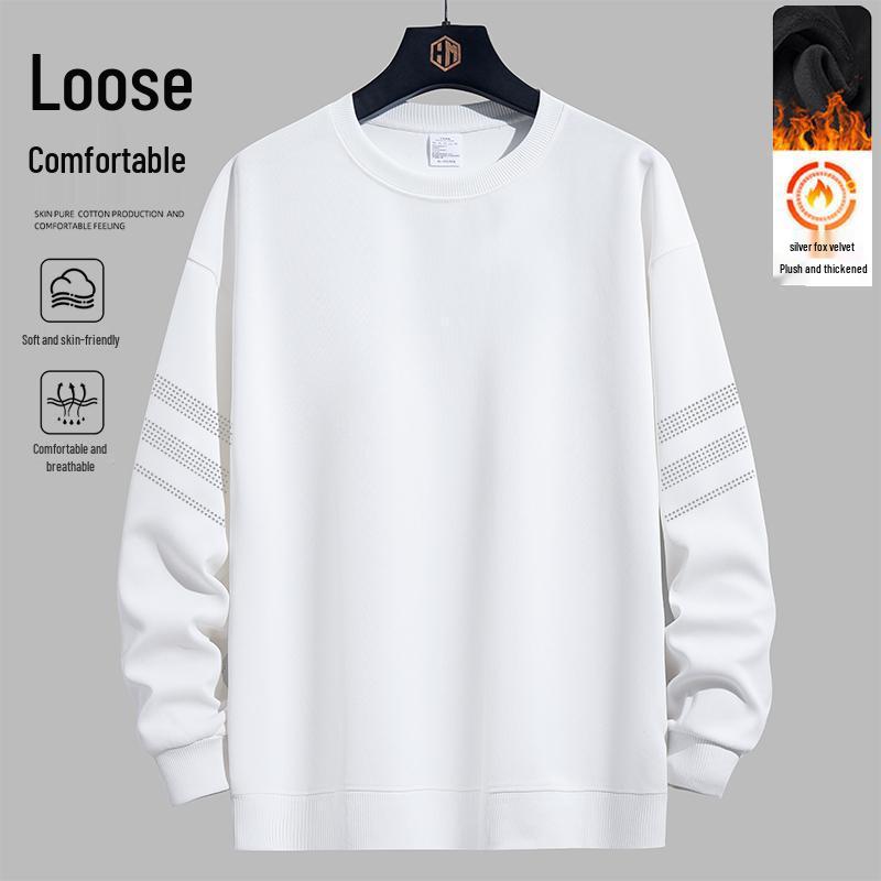

Men s 2025 Autumn Heavyweight Velvet Hoodie - American Style, Loose Fit, Long Sleeve, Round Neck, Versatile Sportswear Pullover. 2XL (130-145 lbs)