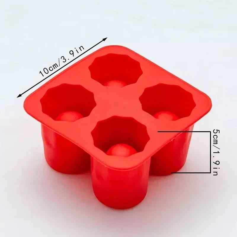 4 Tassenform Silikon Eiswürfelform Tablett Halloween Skelett Mach Schnapsglas Sommer Bar Party Gefroren Whiskey Bier Cocktail Kalt