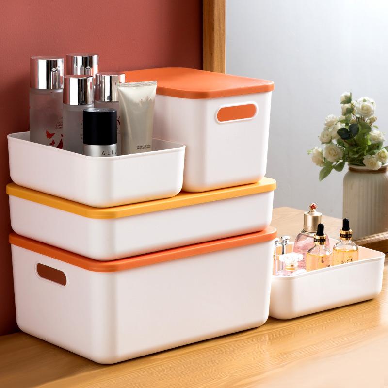 Household Creative Plastic Cosmetic Organizers with Lid Clothes Toys Sundries Makeup Storage Box Desktop Storage Container