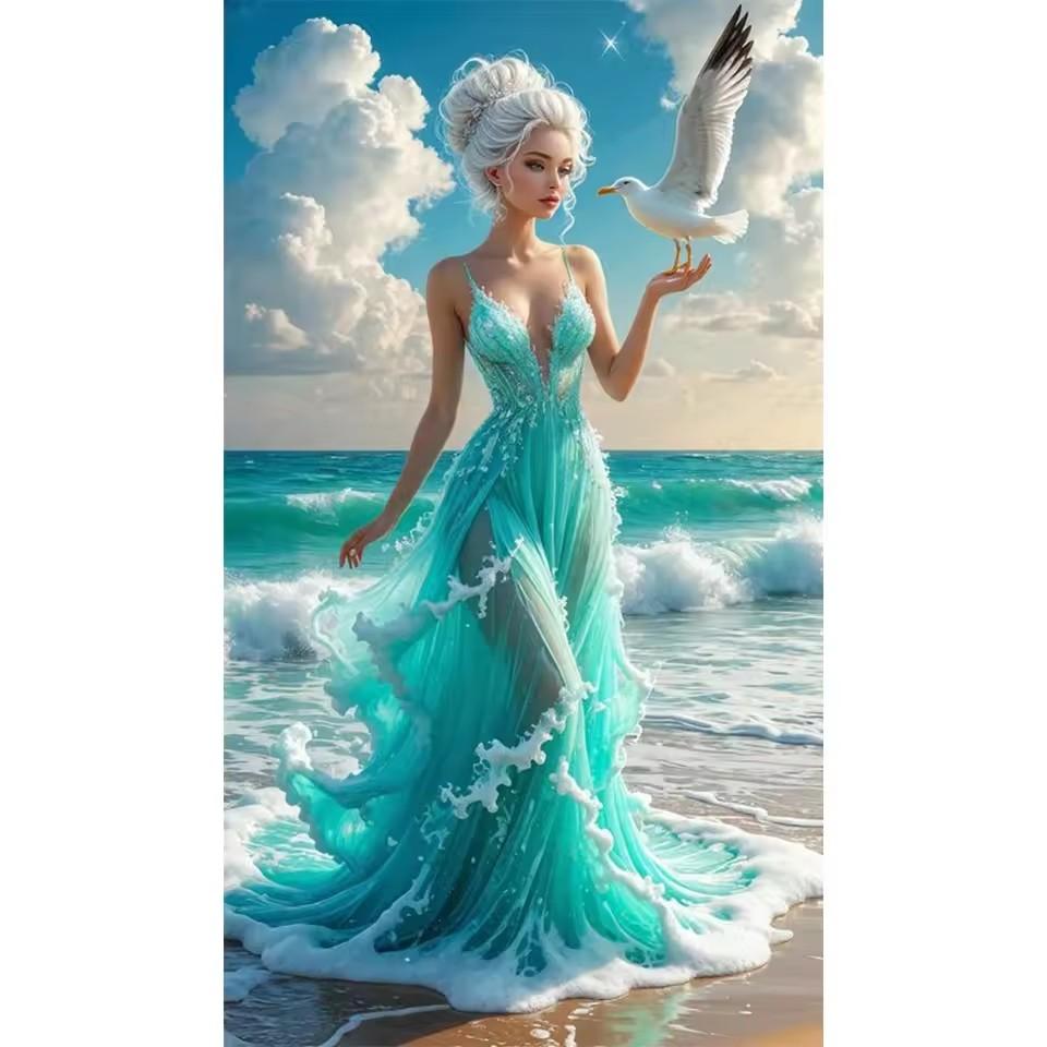 5D Diy Diamond Painting Long Dress Women Diamond Mosaic Flower Butterfly Rhinestone Art Cross Embroidery Large Home Decoration