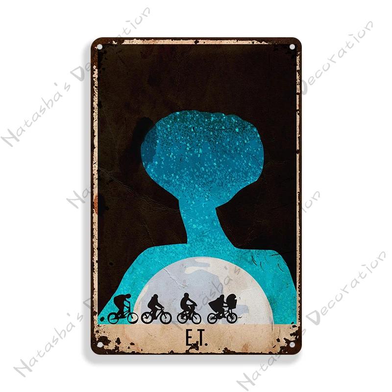 E.T. the Extra-Terrestrial Movie Metal Poster Vintage Wall Plate Bar Club Industrial Decor Metal Tin Sign Vintage Metal Plaque