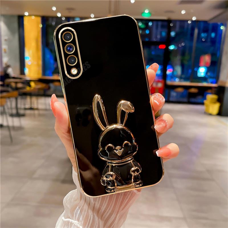 

A 50 70 Rabbit Holder Case For Samsung Galaxy A50 A70 A30s A7 Plating Silicone Stand Cover A30 A20 A21s A20s A04 4g A20