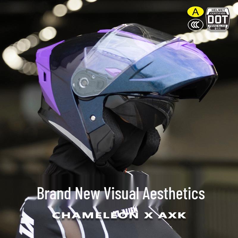 3C/DOT Color-Changing Dragon Motorcycle Helmet: Warm, All-Seasons, Half Helmet for Men and Women, Full Face Winter Safety Gear