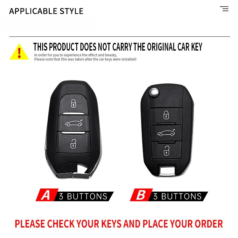 3 Bottons Metal Car Key Cover Fob Case Shell For Peugeot 2008 3008 308 408 508 4008 5008 For Citroen C4 C6 C3-Xr