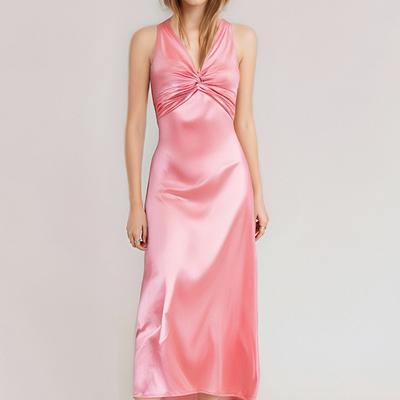 Spring New Women's Clothing Satin Temperament Strap Dress Sexy Backless Neck Dress