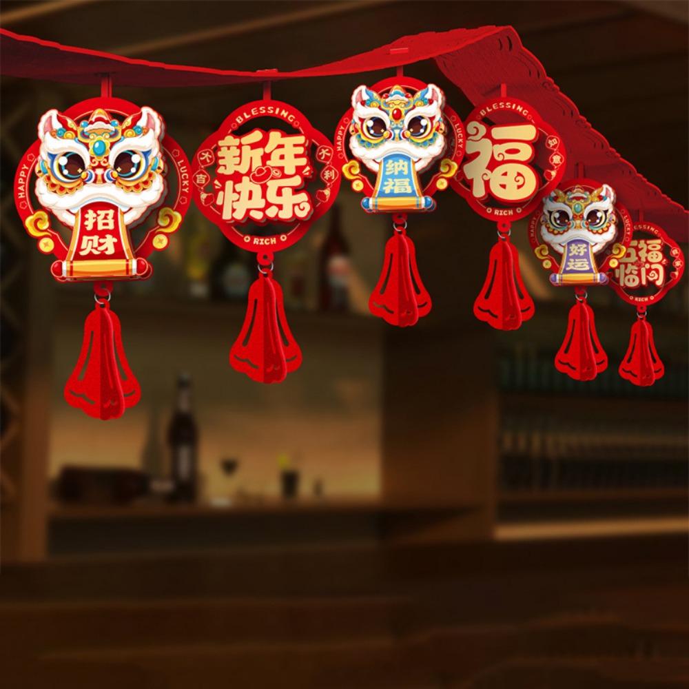 Cartoon Spring Festival Banner Garland Hanging Lunar Year Ornaments  For Home Shopping Mail