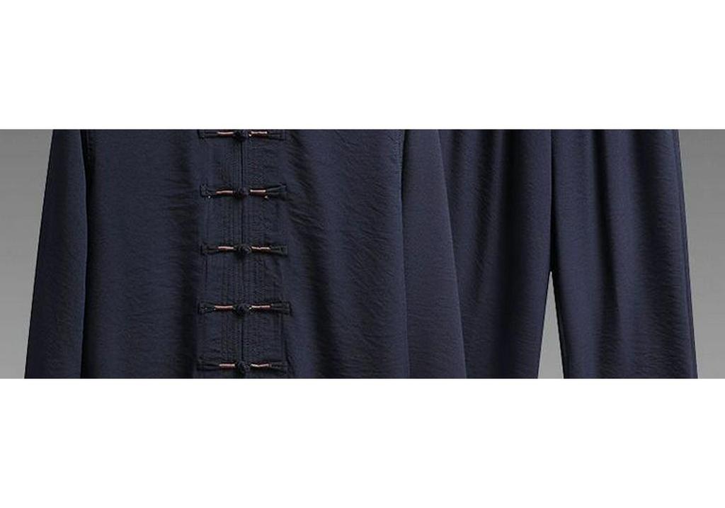 Men's Tang Suit Ice Silk Set - Long-Sleeve Chinese Tai Chi Hanfu for Spring/Summer