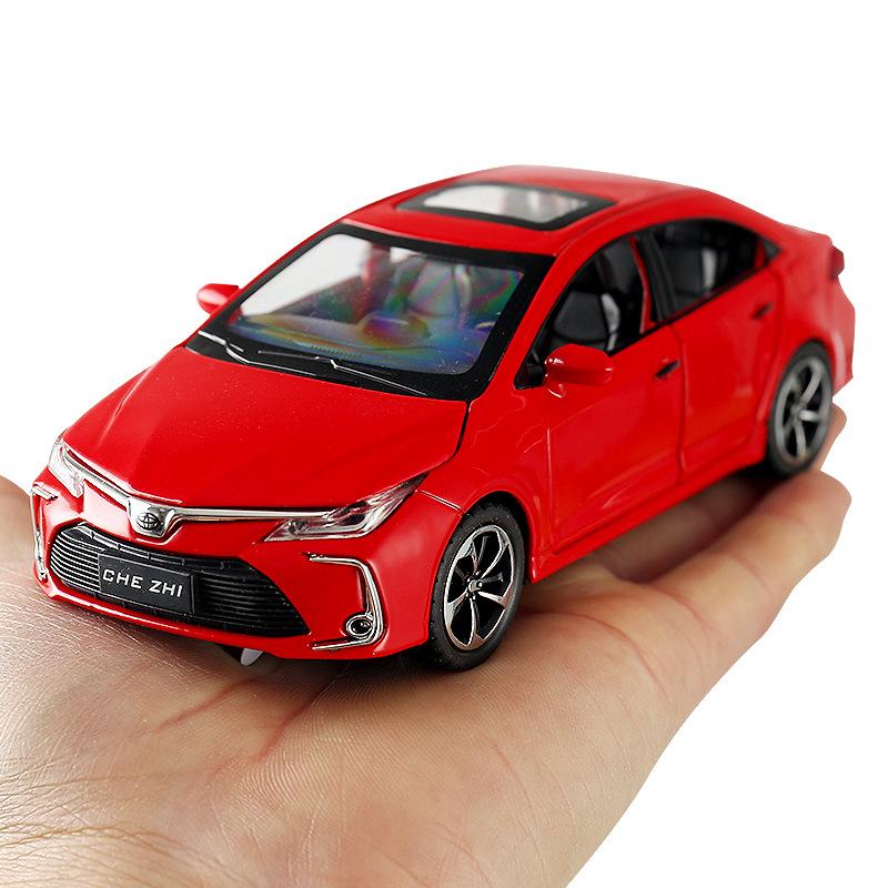 Diecast 1/32 TOYOTA Corolla Alloy Car Model Sound and Light Pull Back Door Opening Metal Car Model Collection Gifts for Friends