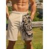 Men'S Summer Beach Shorts with 3D Lion Print, Drawstring Waist And Compression Lining - Perfect for Pool Parties And Vacations