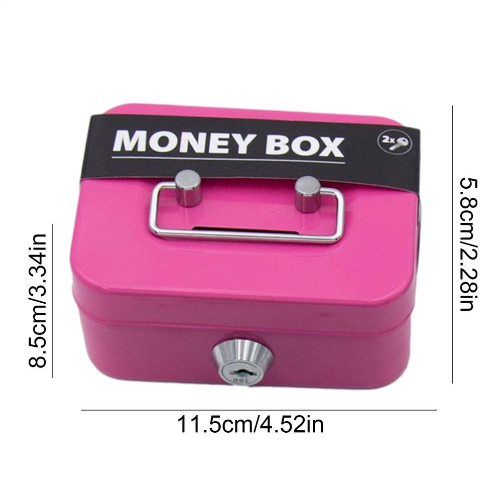 Money Safe Box Lockable Cash Box With Key Portable Piggy Box Made Of Metal Small Security Lock Box Sturdy Coin Boxes For Kids
