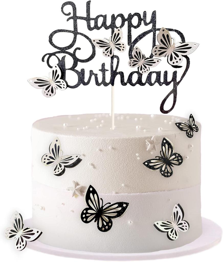 13 Stück Heißrosa 3D Schmetterling Kuchenaufsätze Cupcake Topper für Mädchen Frauen Happy Birthday Kuchenaufsatz Geburtstagskuchen Dekoration