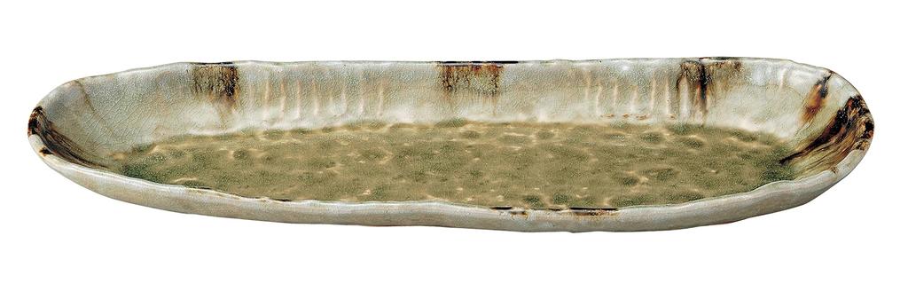 Banko glass long plate 06172 ware, sand-inlaid