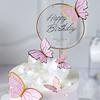Happy Birthday Sequin Butterfly Cake Topper For Princess Girl Birthday Party Cake Decor Butterflies Wedding Party Decoration