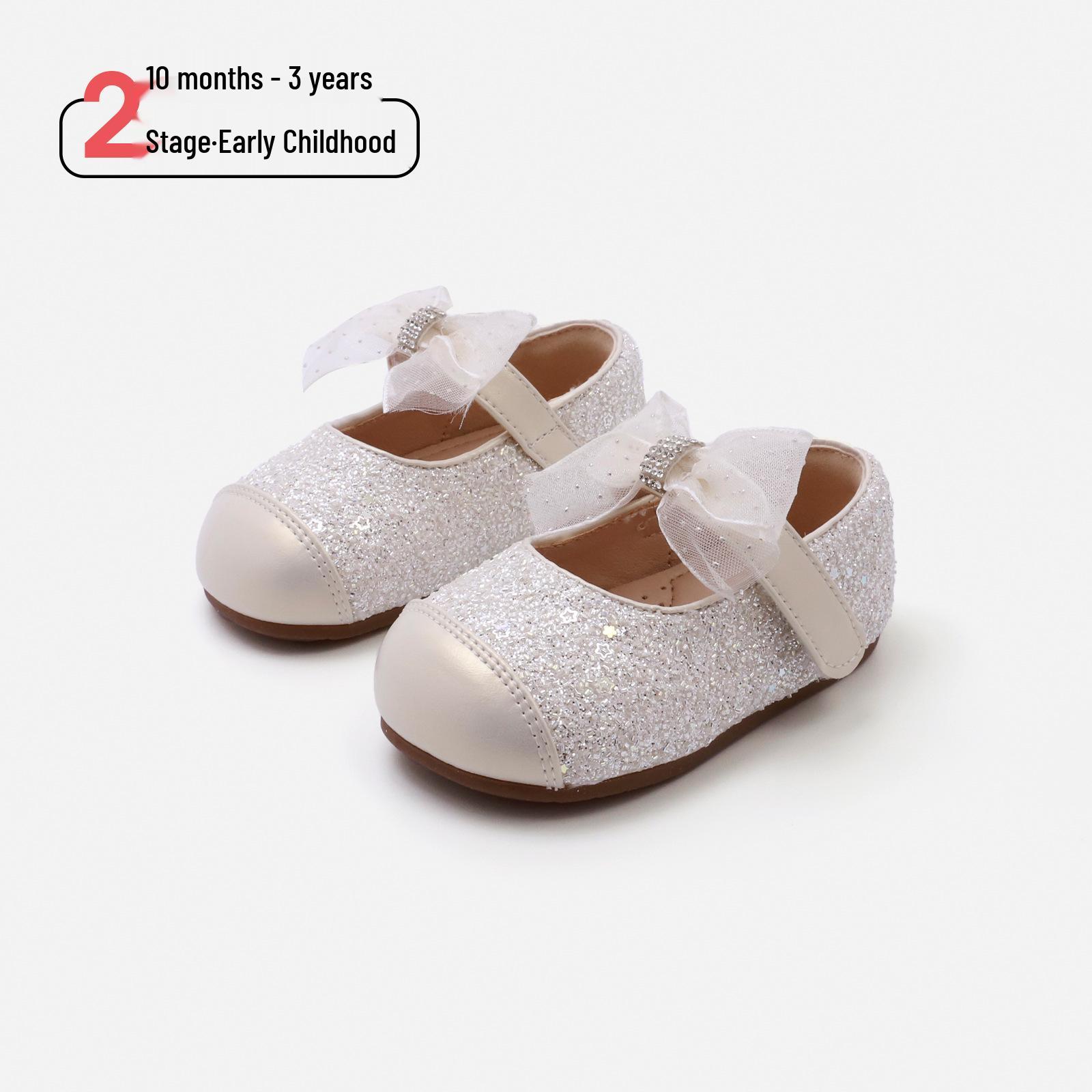 

Maib Xiong 2026 Весна Дитячі Туфлі-Черевички для Дівчинки з Бантом Принцеси - Модні Шкіряні Туфлі для Ходьби Size 17 / Inner Length 13.0cm бежевий