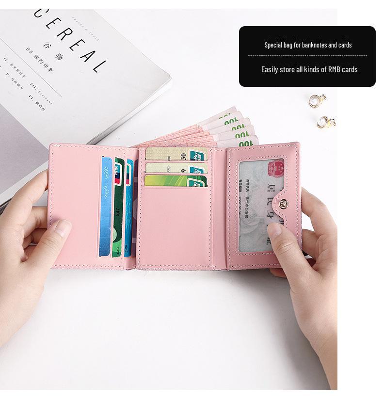 2024 Cute Japanese & Korean Multifunctional Student Card Holder & Coin Purse - Stylish Ladies' Tri-Fold Wallet