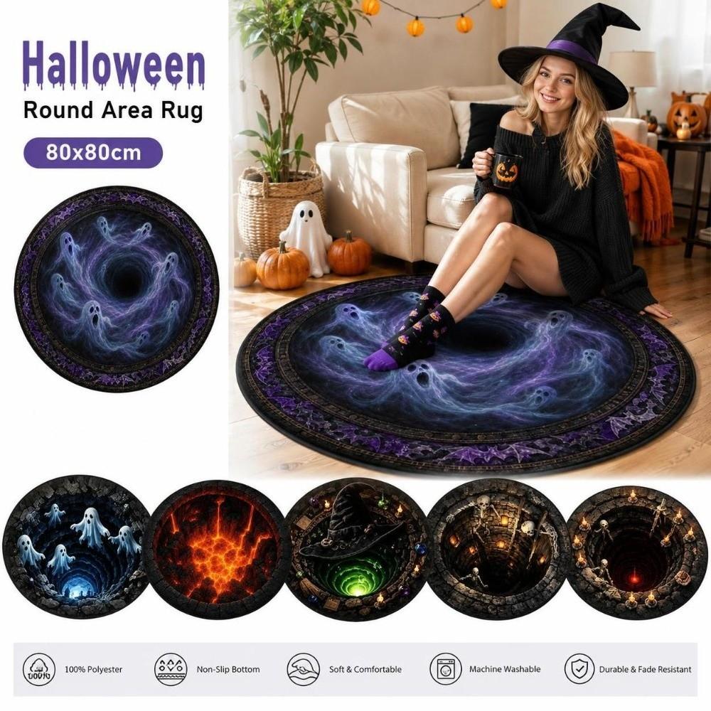 3D Special-shaped Round Carpet Crystal Velvet Optical Illusion Rug Floor Mat Living Room Decor