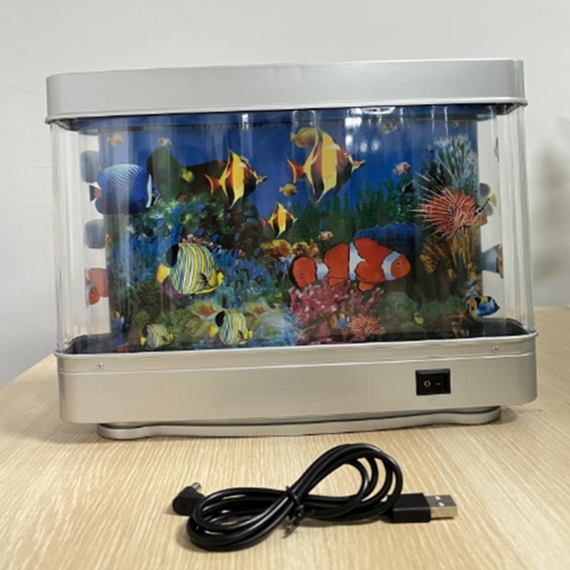 Baby Aquarium LED Fish Lamp For Bedroom And Office Virtual Ocean Moving Fish Light Ideal Gift For Kids And Cats