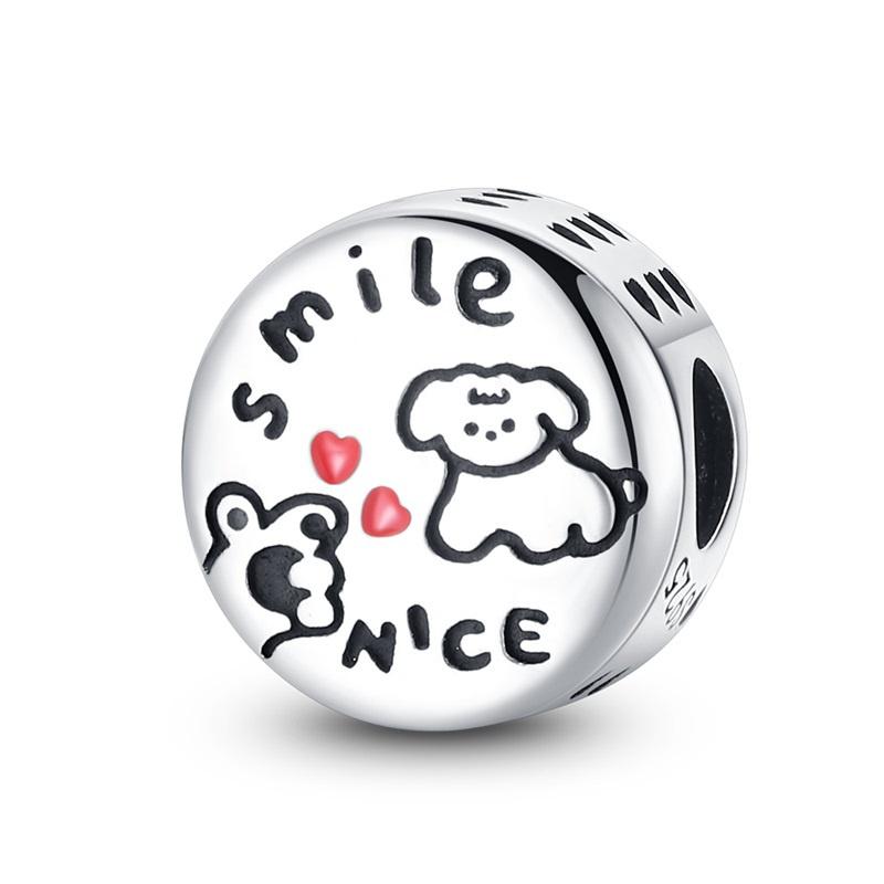 Copper Cute Cat Claw Pink Charm Beads For 3Mm Original Bracelet Diy Fine Jewelry Making