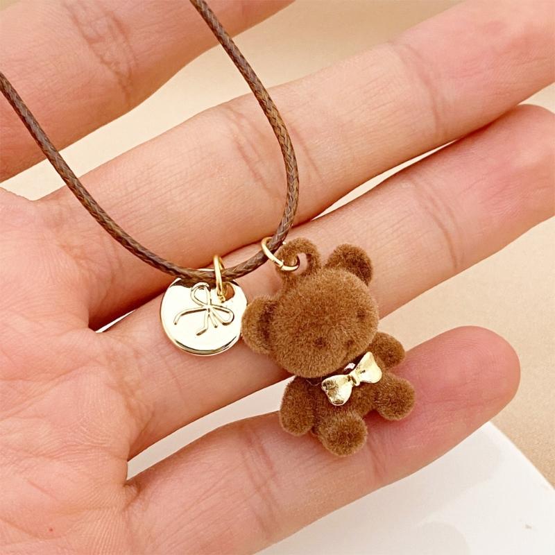 Fashionable Lovely Sturdy Plush Bear Pendant Necklace Designs for Trendy Girls and Personalize Styles Enthusiasts