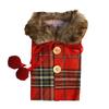 European & American Christmas Wine Bottle Cover with Bow Knot and Burlap Fur Collar