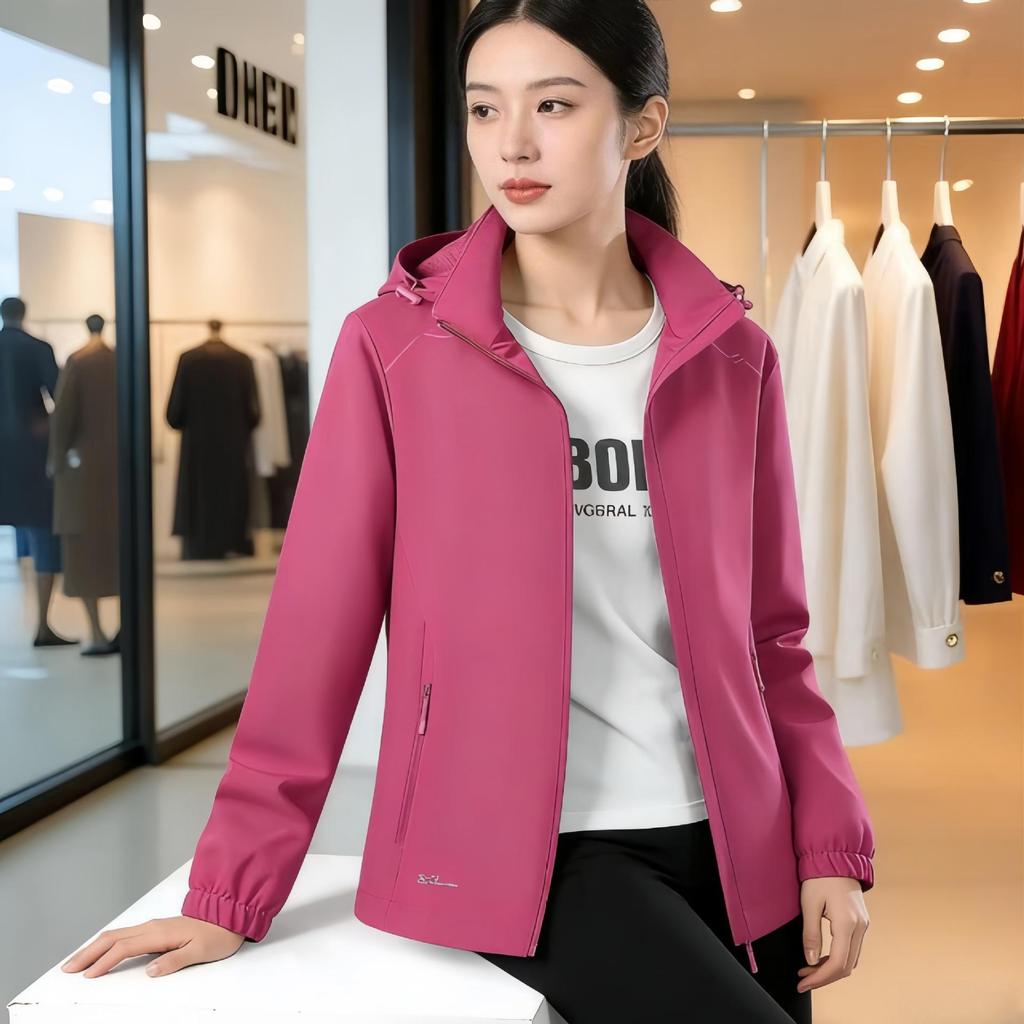Unisex Hooded Spring/Autumn Shell Jacket - Water Repellent, Single Layer for Outdoors