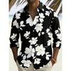 Herrenbluse mit Blumenprint, langen Ärmeln und Kragen für Urlaub und Freizeit, Strandreise-Trend, Herrenbekleidung