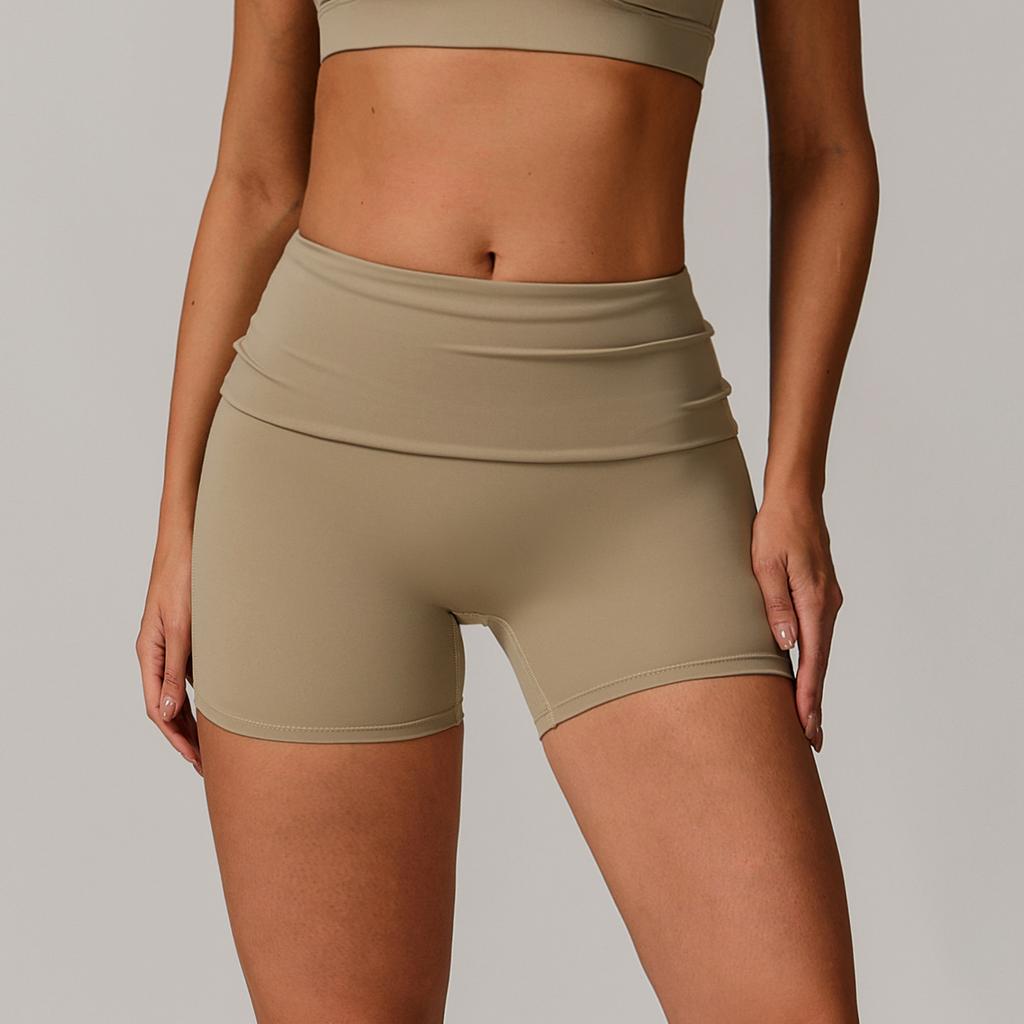 New Style Flip Waist Quick Drying Yoga Shorts For Women, High Waist Sports, Hip Lifting, Running, Fitness Shorts For Women
