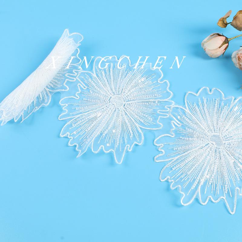 Star Lace Bead Embroidery Mesh Bottom Embroidery Bead Lace Bead Lace Fabric Wedding Dress Accessories Lace