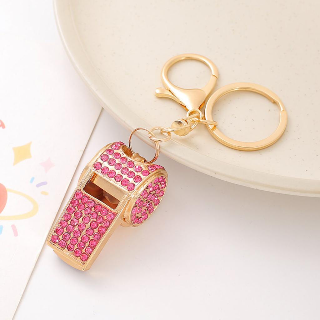 2-Piece Rhinestoned Whistle Keychain and Necklace Set with Zinc Alloy Construction 6 Stylish Color Option for Daily Use