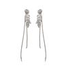 Silver Needle Korean Zircon Wheat Tassel Stud Earrings: Elegant, High-End Fashion Accessories for Women.