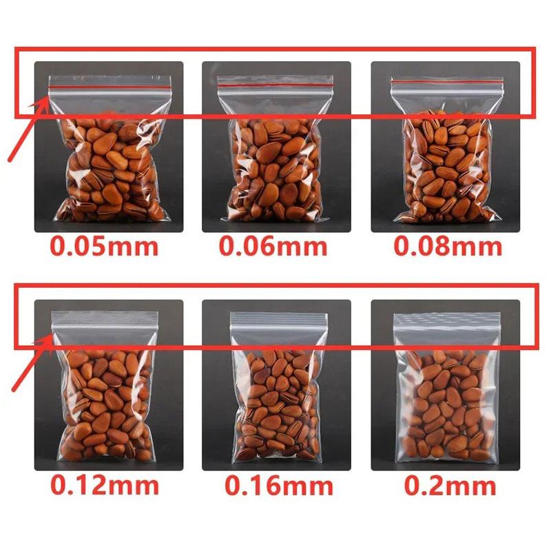 100 Stück PE Lange Form Transparent Zip-Lock-Beutel Rechteckig Kunststoff Dicke Verpackungsbeutel Streifen-Reißverschluss Wiederverschließbar Schlank Dicke Verpackungsbeutel