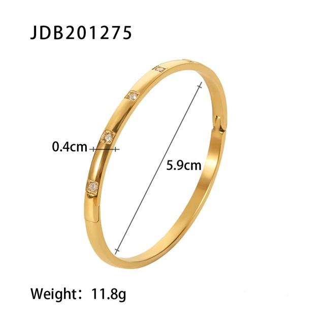 Youthway Gold Plated Stainless Steel Bangles Winter Stacking Cubic Zirconia Opening Bracelet For Women Jewelry Gift  New