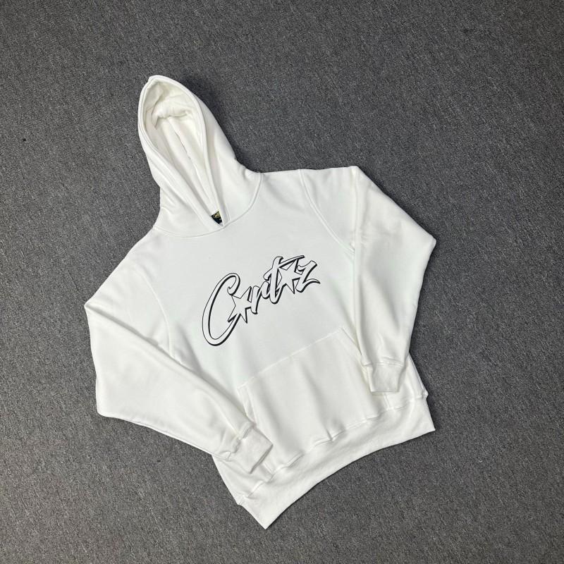 Corteiz Vintage Bluza z Kapturem Oversize z Nadrukiem Gwiazd Zestaw Joggerów Męski Streetwear Codzienny Strój