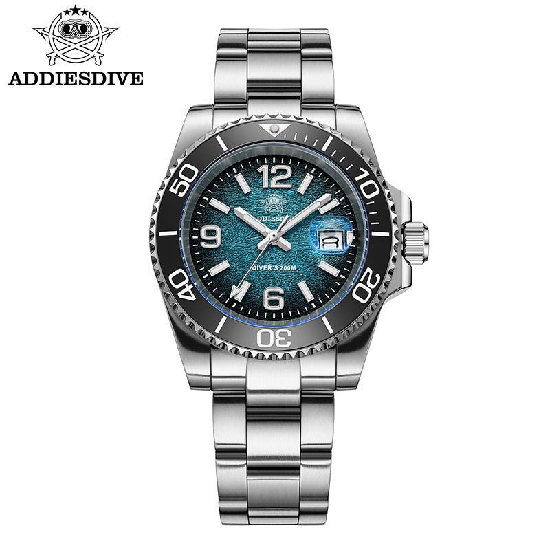 ADDIESDIVE Men Japan 2115 Quartz Watch BGW9 Luminous 200m Waterproof Diver Wristwatch Fashion 316L Stainless Steel Men's Watches