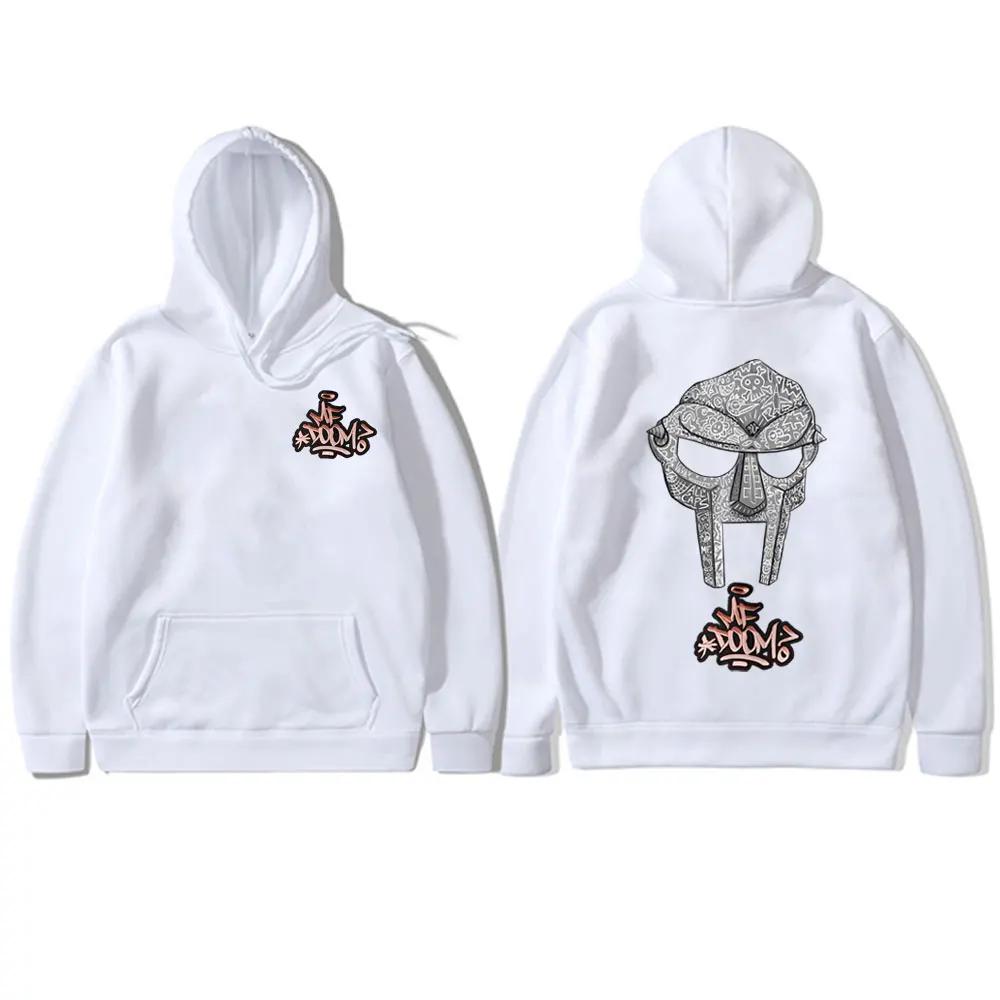 2026 Felpa con Cappuccio Grafica MF DOOM Hip Hop Rapper Maschera Modello Stampa Fronte Retro Casual Manica Lunga Uniseks Oversize Streetwear Felpa con Cappuccio