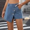 Women's Summer Casual Button-up Irregular Denim Culottes