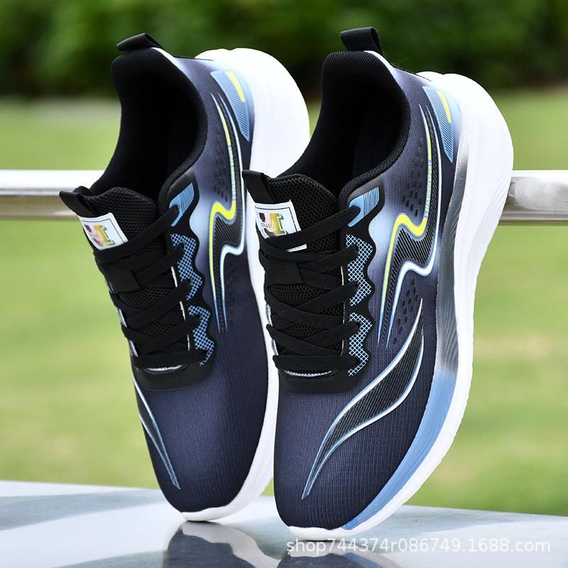 Ultra-light soft-soled running shoes, spring and autumn leather waterproof sports and leisure shoes, breathable and lightweight