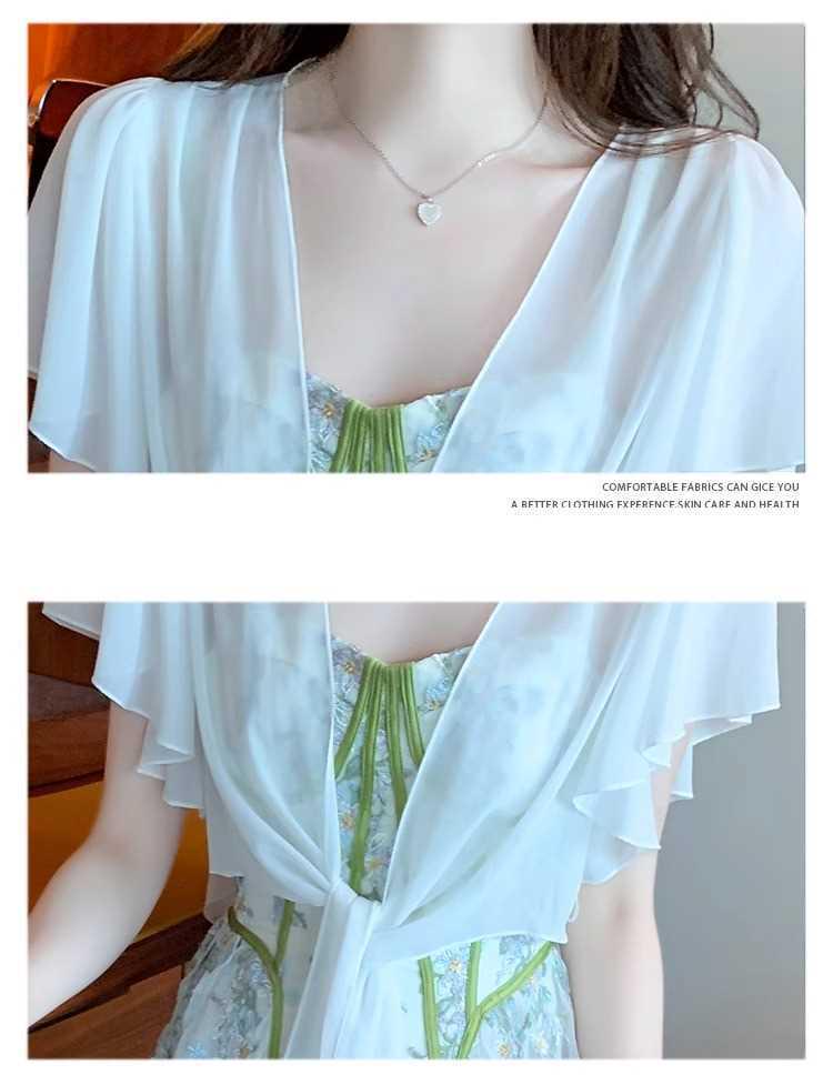 Damen Chiffon Cape: Leichter Sommer-Schal, Atmungsaktiver Sonnenschutz, Cardigan im Feen-Stil