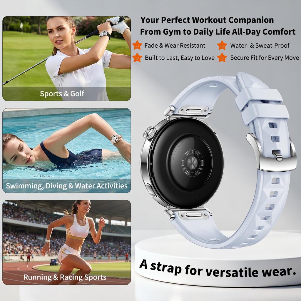 18mm FKM Gumový Řemínek pro Garmin Venu 4 41mm 3S 2S Forerunner 265S 255S Řemínek pro Huawei Watch GT 6 41mm 5 Pro 42mm Náramky