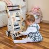 KiddyMoon Wooden Baby Walker Interactive Educational Toy for Children Push-along Toy for Babies Wk-001, Black - White