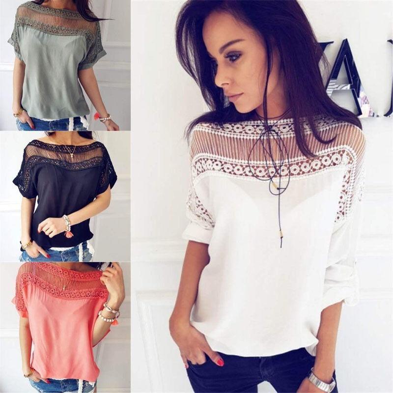 Ladies Fashion Womens Casual Loose Tops Blouse Short Sleeve Summer Tshirt