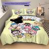 3pcs Sanrio Characters Gathering Pattern Bedding Set, 1* Cover + 2*Pillowcases, Printed Bedding Set, Soft and Comfortable.S085