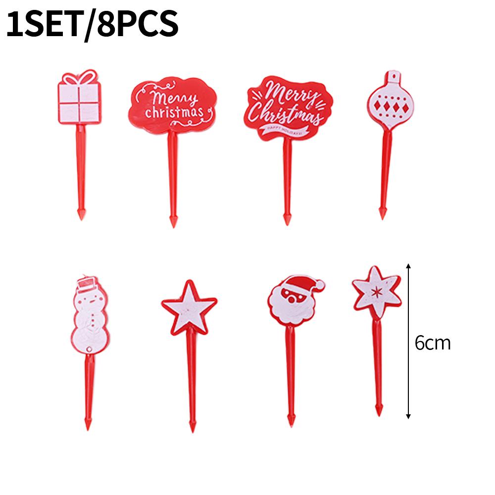 

Cartoon Fruit Forks Christmas Food Grade Plastic Stick Santa Claus Snowman Food Toothpicks Cake Xmas Party Decoration Kids Gifts
