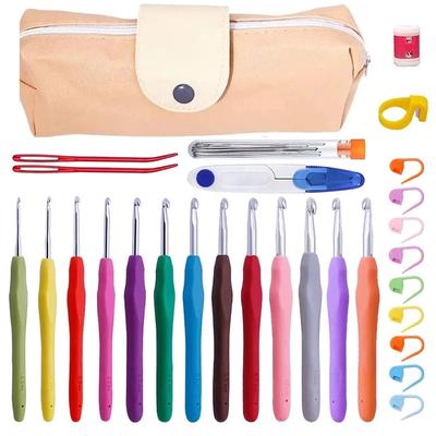 38-teiliges ergonomisches Häkelnadel-Set mit Garn-Stricknadeln und Werkzeug-Gürteltasche