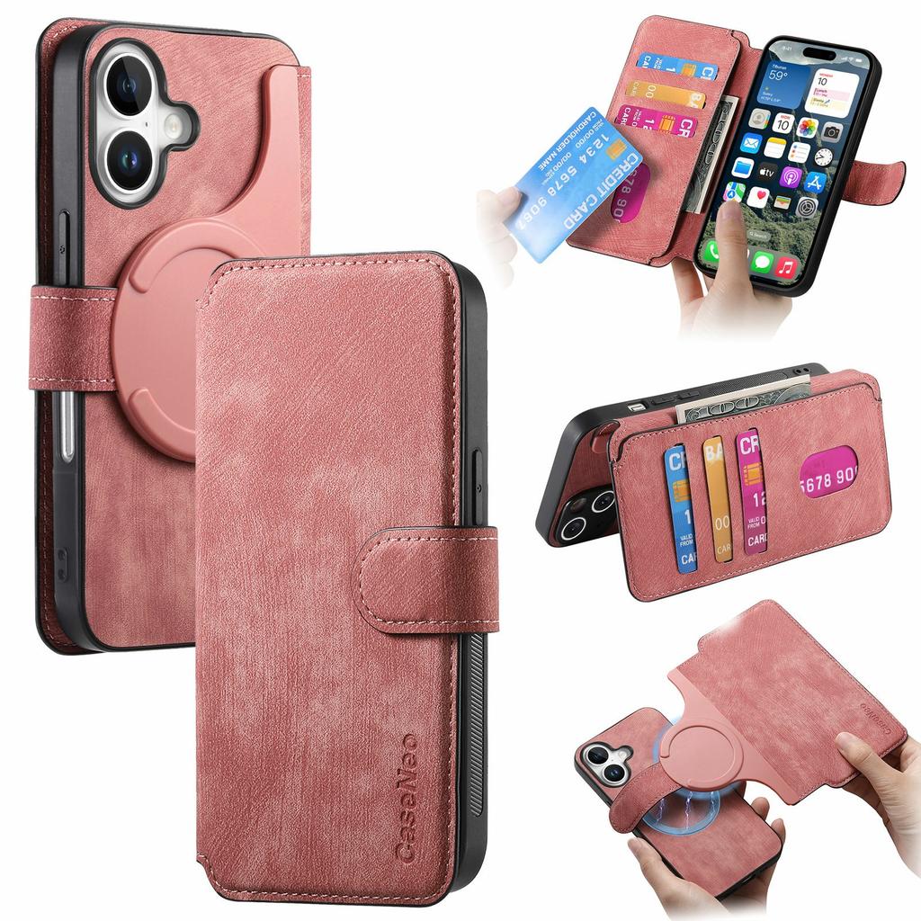 CASENEO MW-03 For iPhone 17 Case with Detachable Wallet Leather + TPU Phone Cover