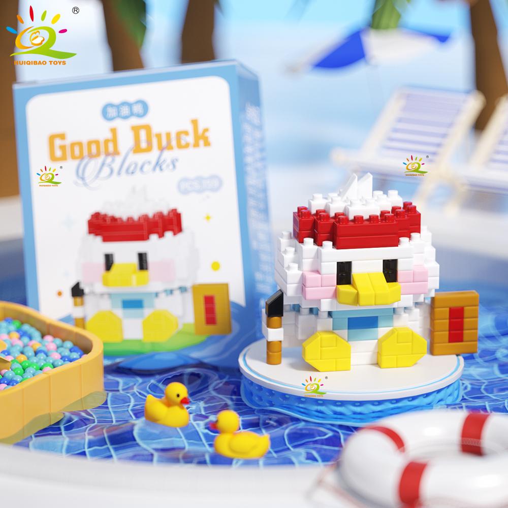 

Non-Toxic Mini Cute Duck Cosplay Dress Animal Micro Building Block 3D Diamond Model Brick Diy City Construction Toys For Children no box
