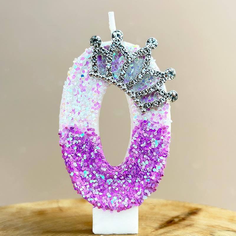 Фиолетовые свечи для торта в виде короны, цифры 0 1 2 3 4 5 6 7 8 9, свечи для украшения торта принцессы, топпер для торта на годовщину