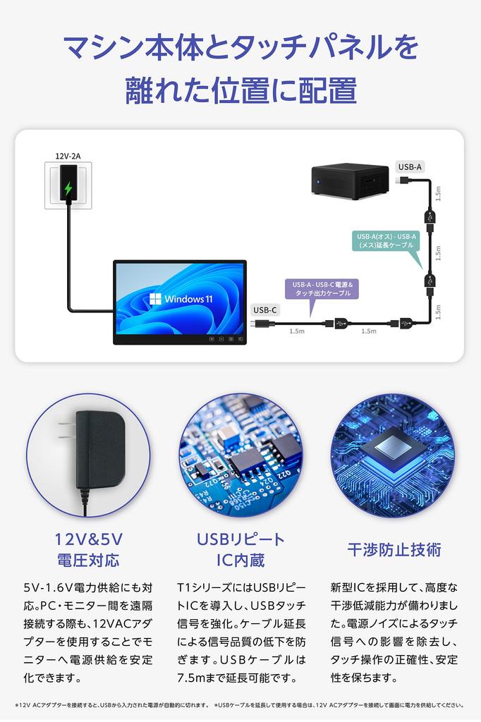 GeChic T151B FHD ADS LCD Touchscreen Monitor with and Antimicrobial 1920x1080 Capacitive 7H Surface VESA 75 Compatible 15.6-inch Anti-Glare Coating,