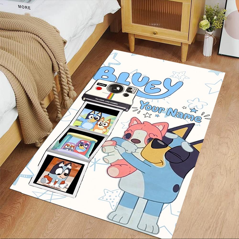 Bluey Customized Name Area Rug Perfect for Entryway Decorate room Study room Dining Room Anti-slip Rug Decorate Offices Wedding Party Gift