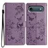 For iPhone 17 Air Wallet Phone Case Butterfly Floral Imprint Leather Flip Cover with Strap